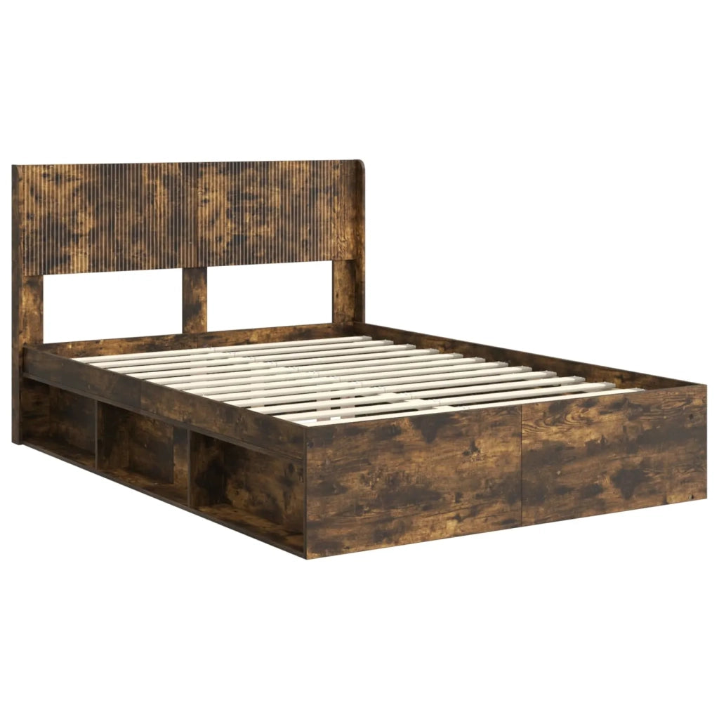 Struttura del letto con stoccaggio e testata Rovere Fumo 3414215