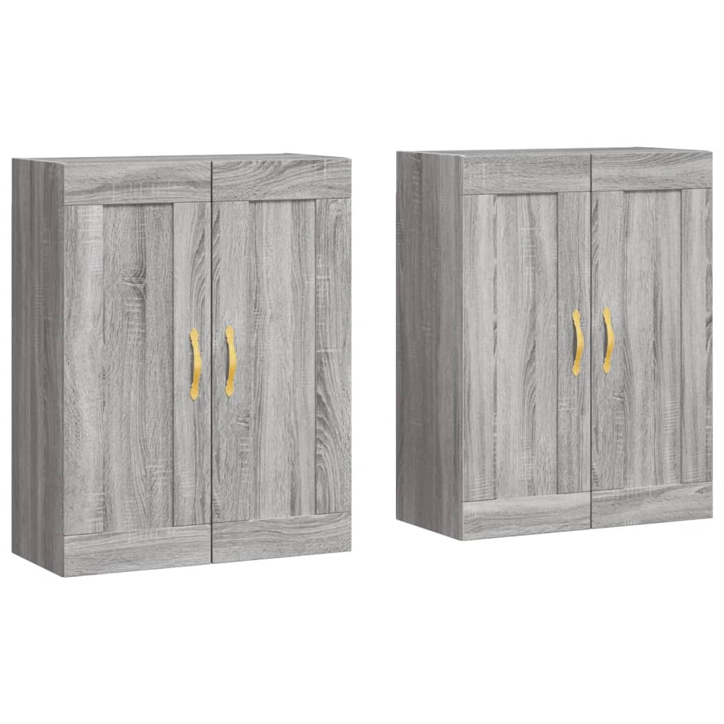 Set di 2 pratici armadietti a muro 69,5 x 34 x 90 cm realizzati in legno composito Sonoma grigio 02_0055501