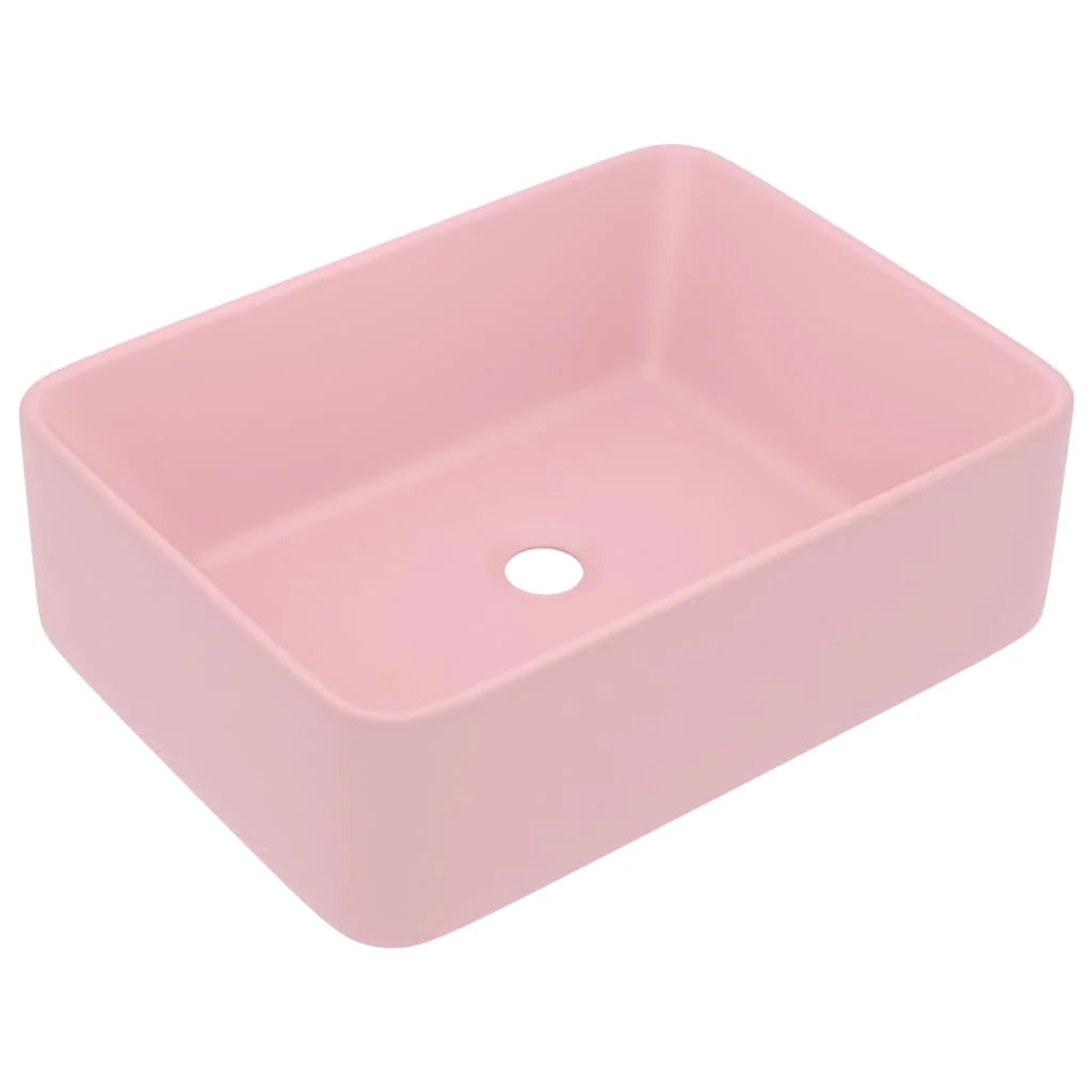 Lavabo da appoggio di lusso lavabo da bagno mobiletto rettangolare 41 x 30 cm ceramica rosa opaca 02_0002785
