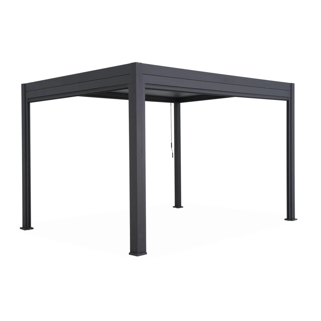 Pergola bioclimatica 3x4m in alluminio + tenda da sole 3m, antracite