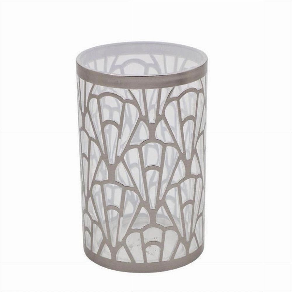 Trade Shop - Bicchiere Porta Spazzolini Accessorio Bagno Argento Contemporaneo Arredo 59101 -