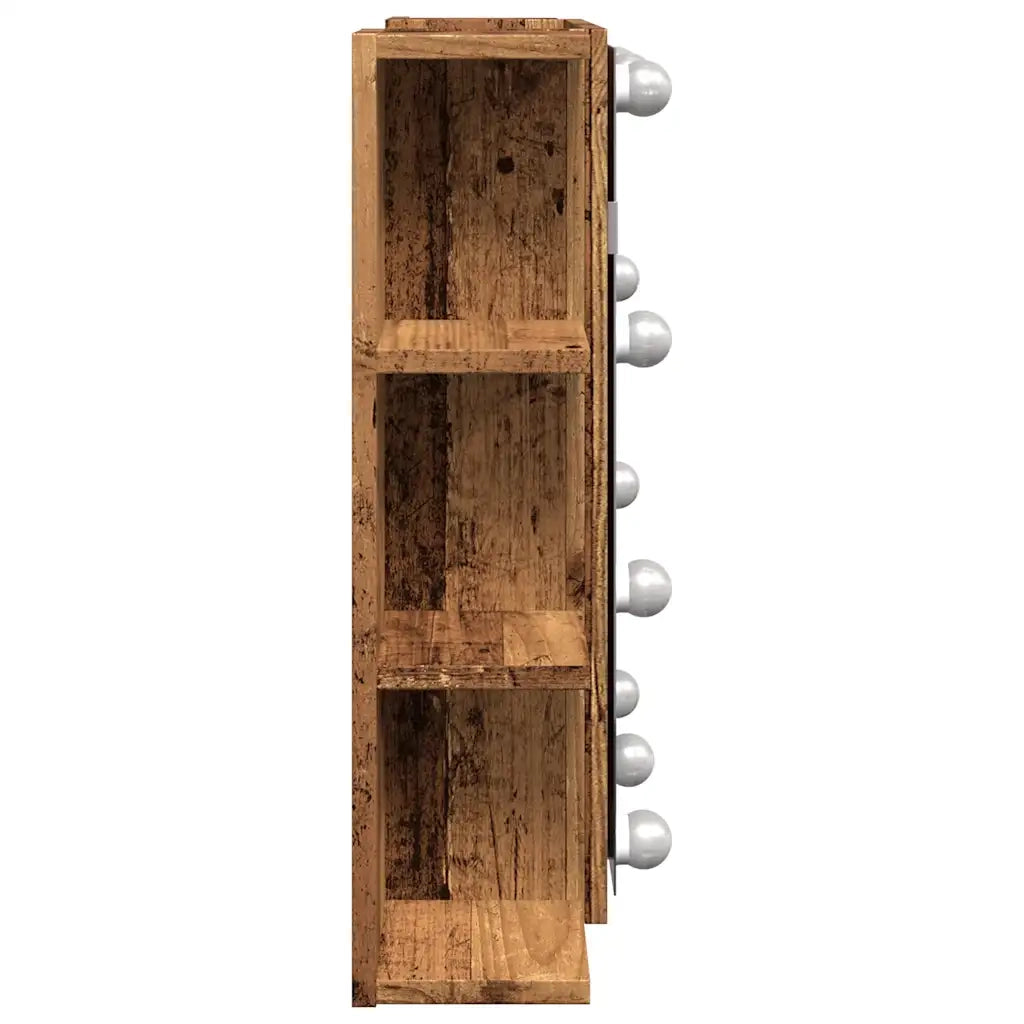 vidaXL Mobile a Specchio con LED Legno Antico 70x16,5x60 cm