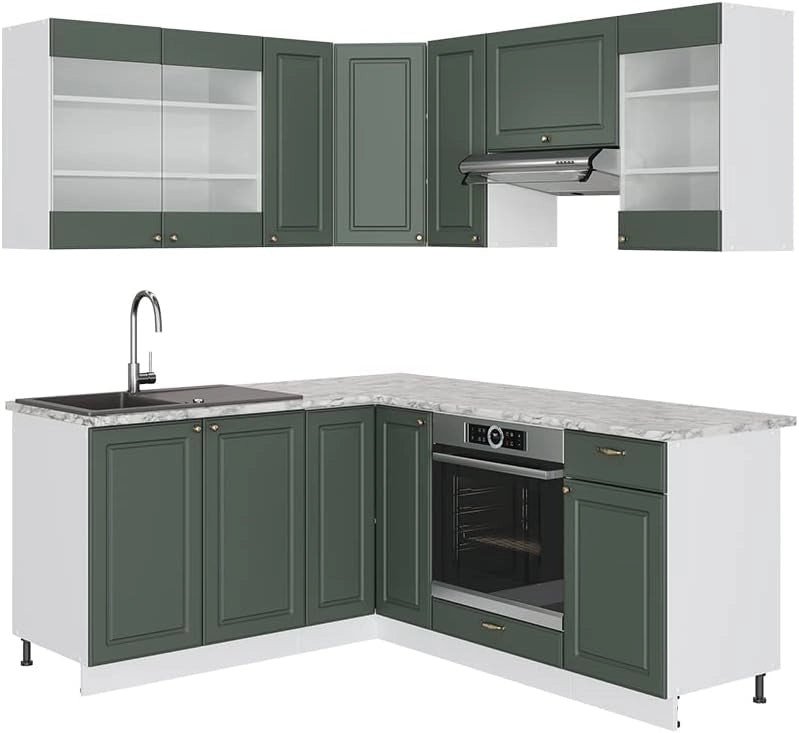 Cucina angolare completa Fame-Line, Quercia dorata, 190 x 60 cm, PL Rovere, combinabile con altri moduli per una progettazione flessibile della cucina