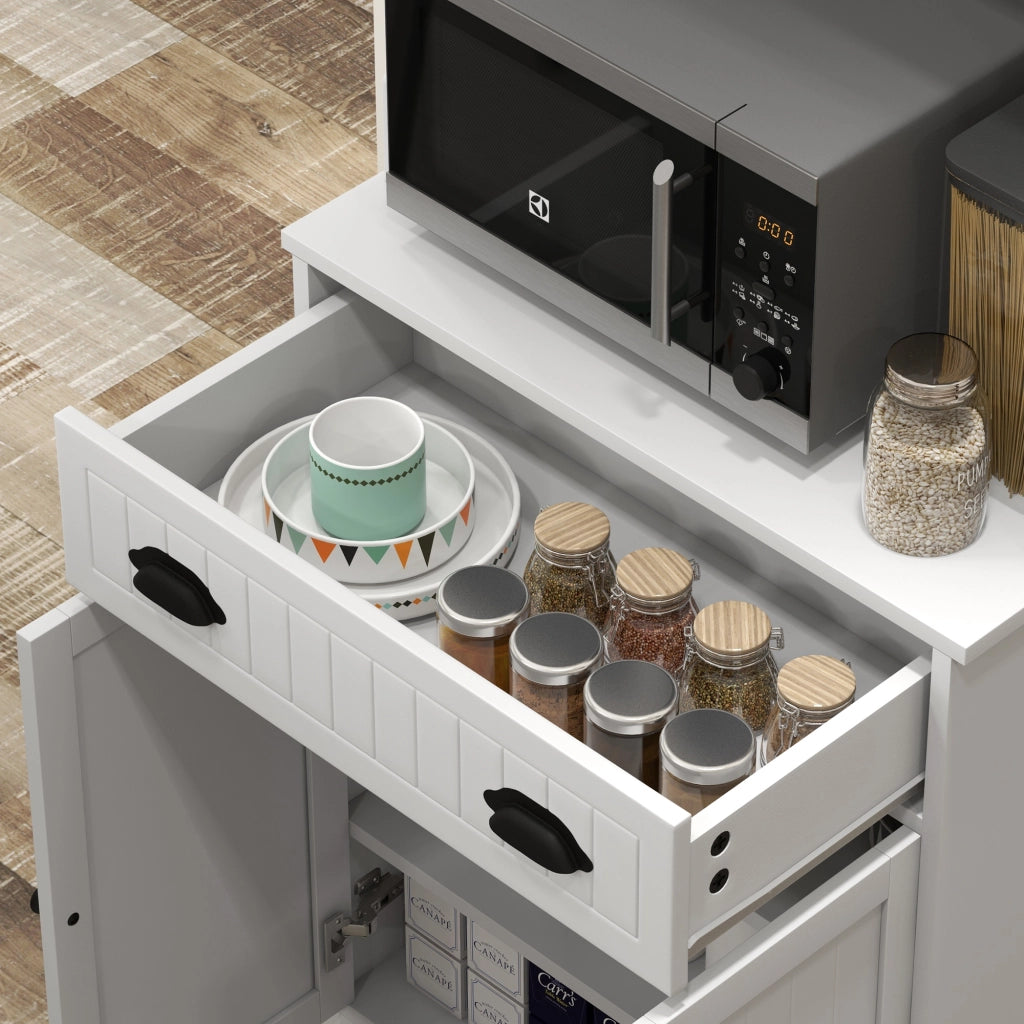 Mobile per cucina con microonde armadio 1 cassetto 2 ante ¨C zephmum ¨C bianco 61x35x125 cm