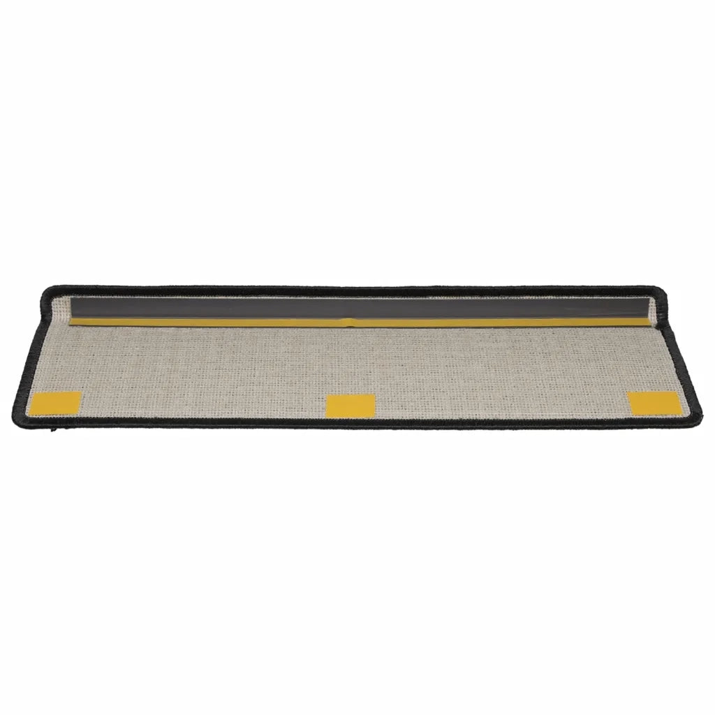 Tappetini per scale 15 pz 65x21x4 cm Nero Bordo rettangolare 134576