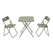 Set bistrot pieghevole da esterno 3 pezzi in acciaio verde