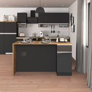 WHOUS Isola da cucina Sole a 2 ante e 2 cassetti antracite opaco/rovere 160x90x90 cm