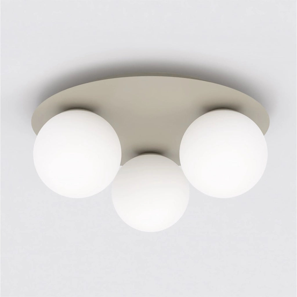 Lampada da soffitto SOLAR in acciaio mokka e vetro opale