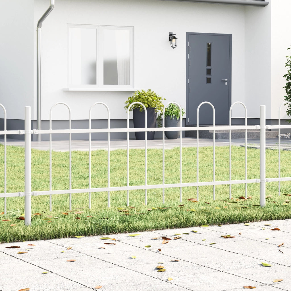 Recinzione da Giardino  con Fondo a Arco Bianca 11,9x0,6 m in Acciaio