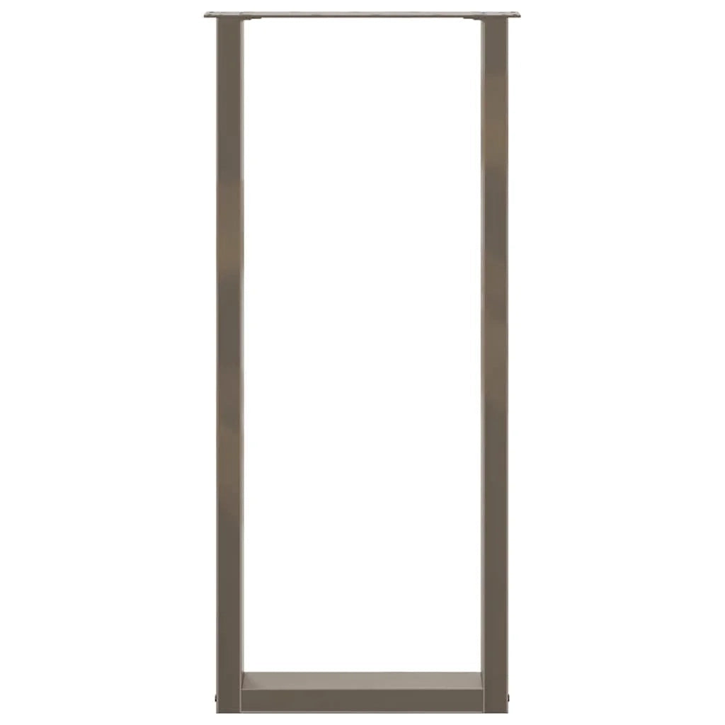 Set di 2 gambe regolabili per tavolo da bar a forma di U 40 x 110 cm design moderno acciaio naturale 02_0057483