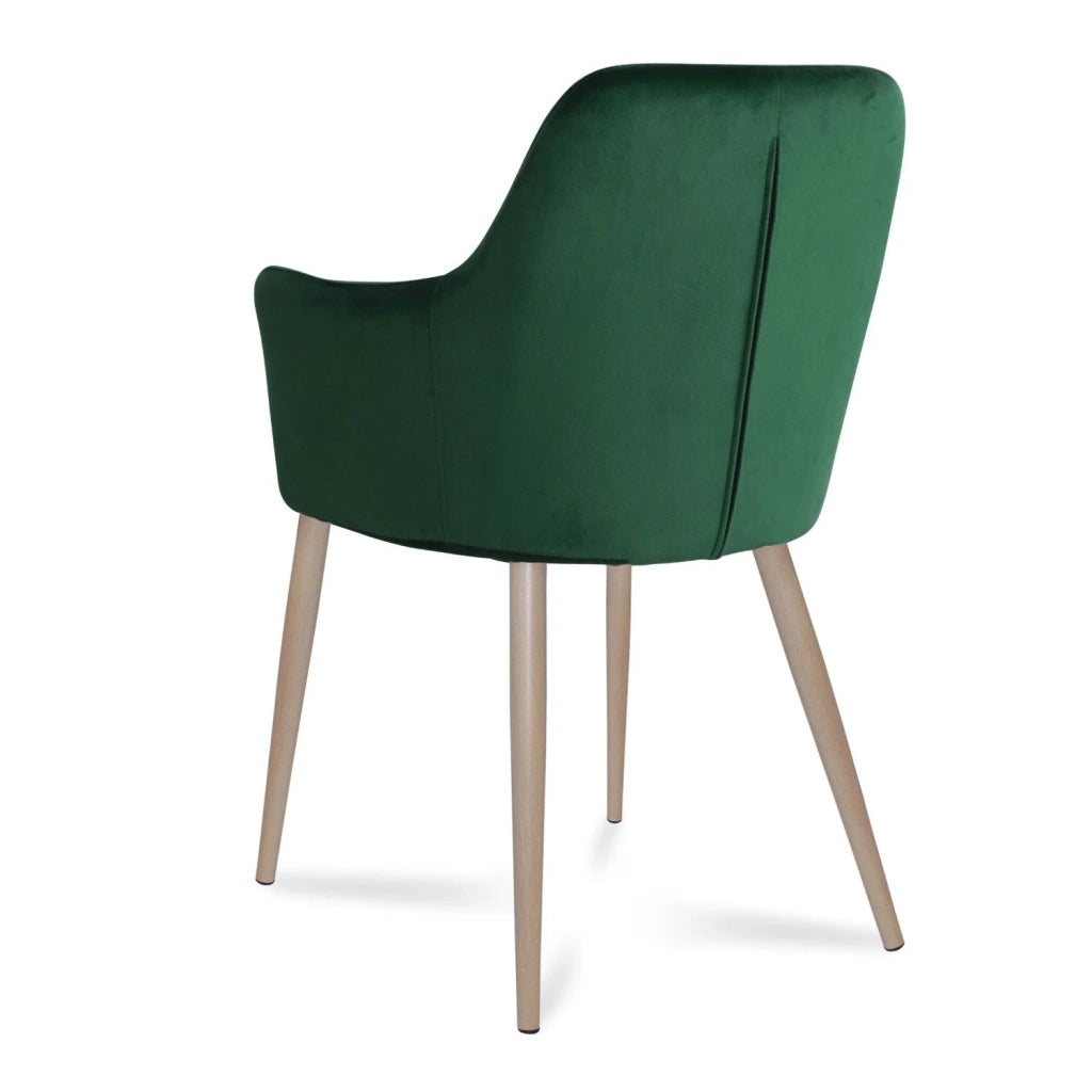 LÚZETE - POLTRONA GUNNAR DI VELLUTO VERDE GAMBE DI COLORE NATURALE
