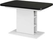 tavolo da pranzo allungabile Fenaro, Nero/bianco, 120 x 80 cm con scomparti aperti, estendibile per l'adattamento a diverse dimensioni del tavolo
