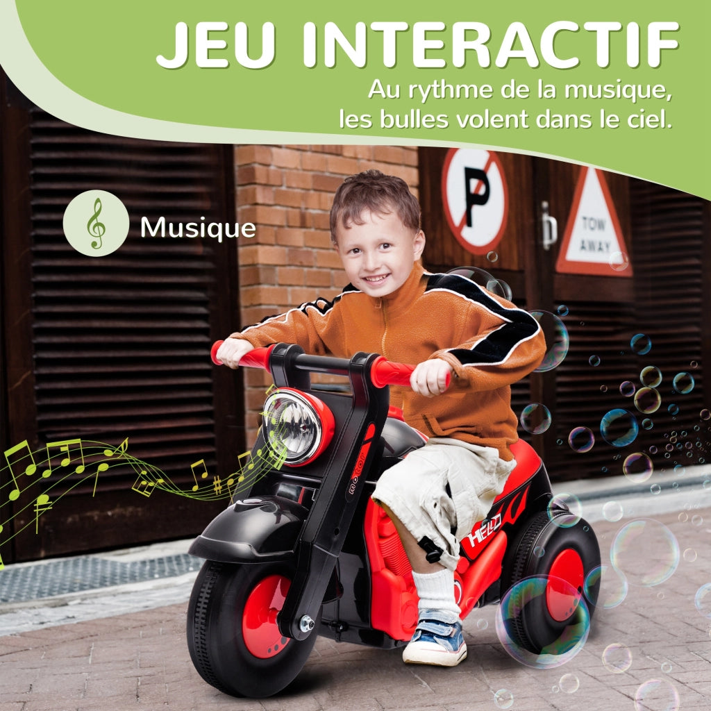 Moto Draisienne per Bambini 2-5 Anni con Musica e Bolle ¨C Zephmum ¨C Nero 80x35.5x42 cm