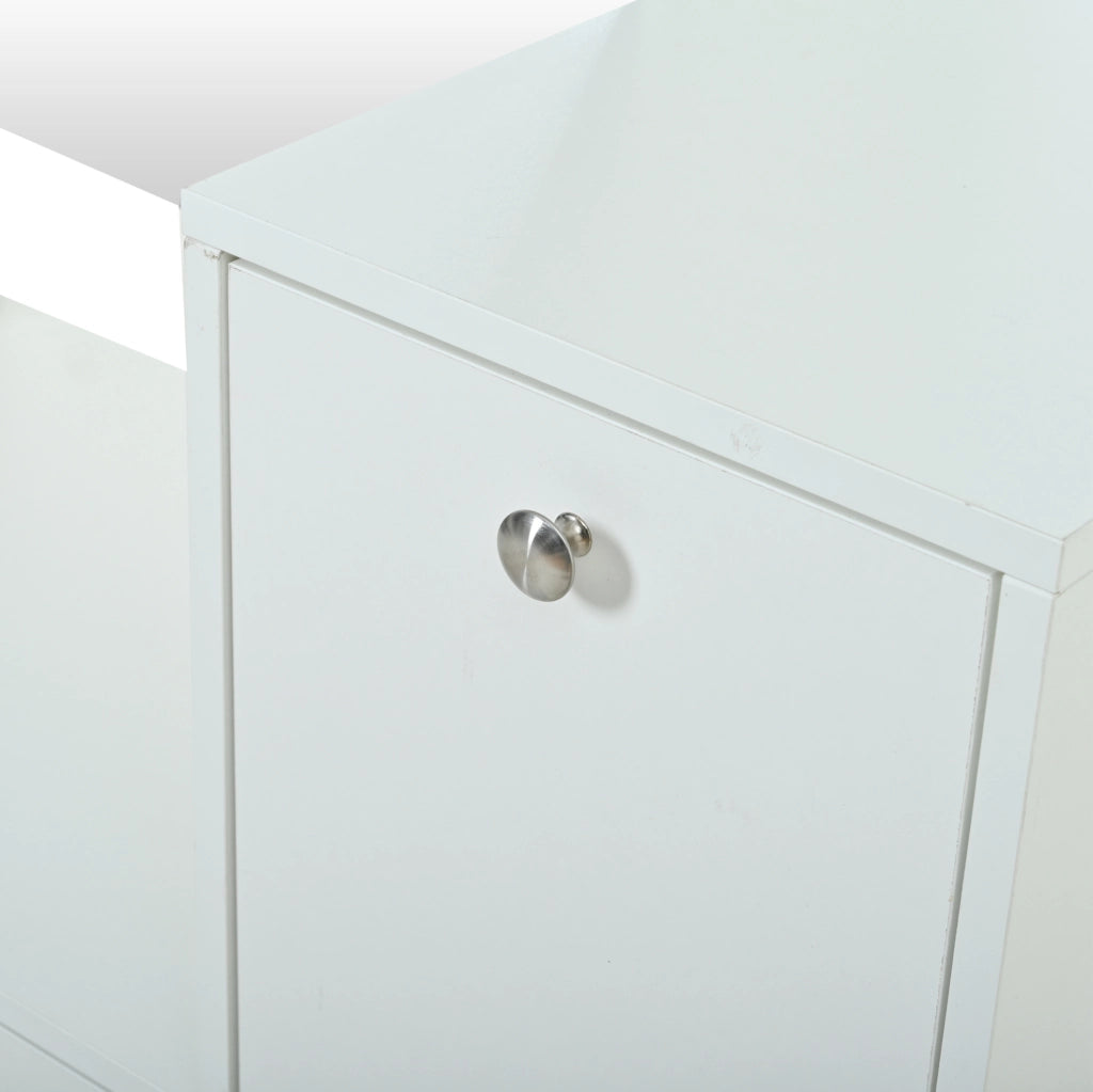 Mobile ingresso alto 85x40x180 cm in truciolare bianco con specchio; 2 ante e 5 ripiani