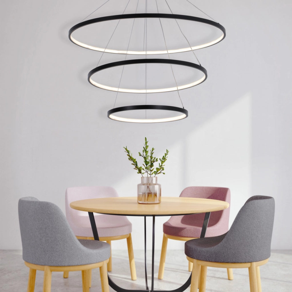 Polux LEA lampada sospesa LED 60W 3 anelli nera Ø80