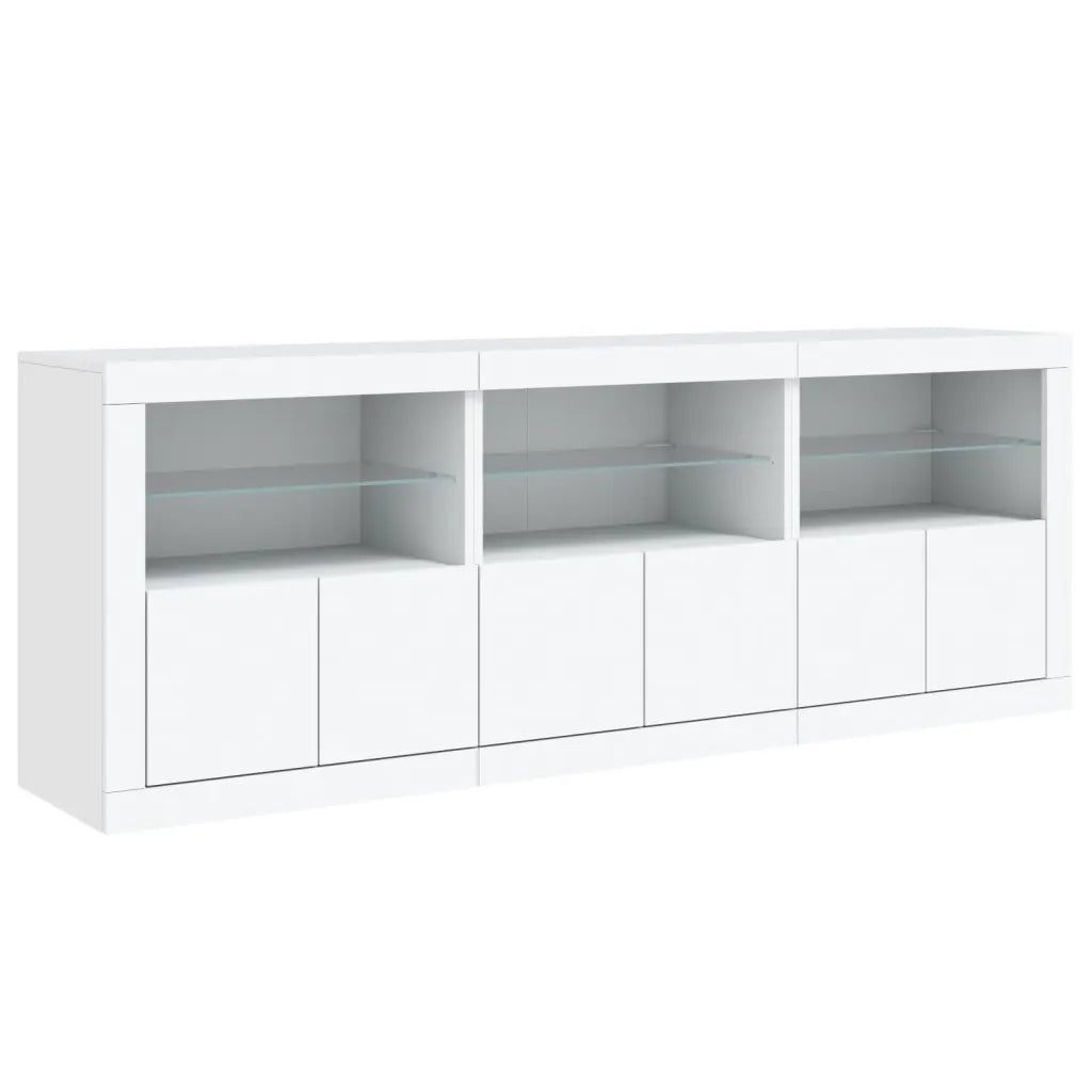 Credenza con Luci LED-Buffet-Armadio da cucina Bianca 181,5x37x67 cm 605218