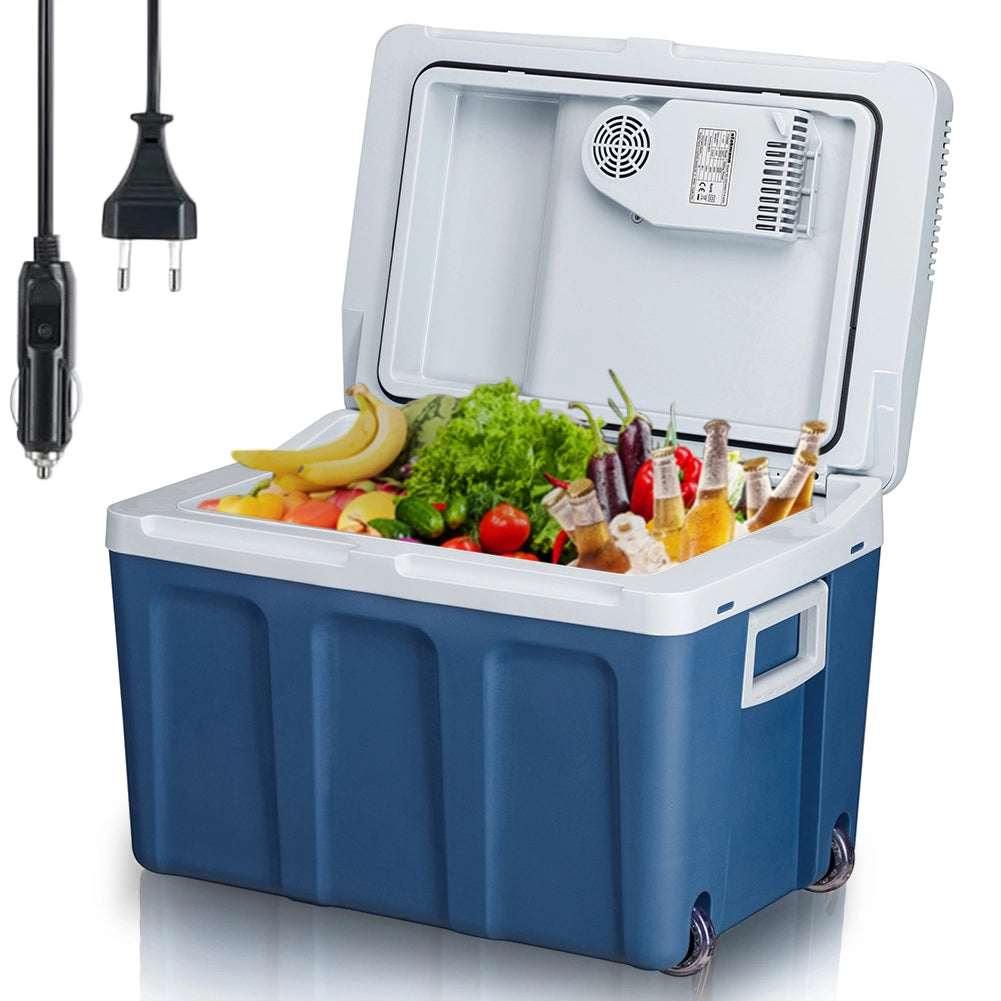 Frigorifero Elettrico Portatile 40LT Caldo Freddo 12V 230V con Ruote e Maniglia Blu
