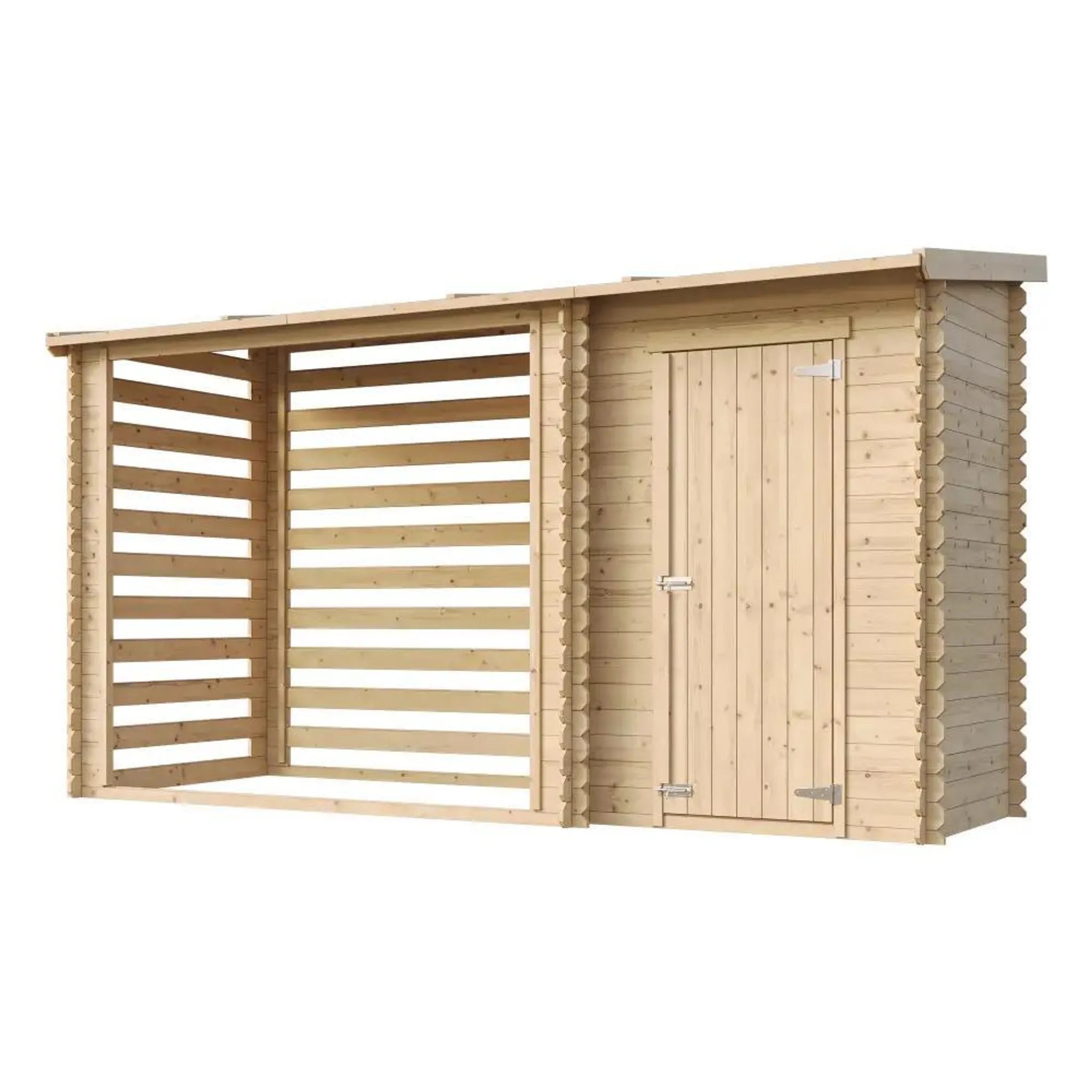 Casetta da Giardino in Legno - A199x344x130 cm - 2,54 m2+1,1 m2 - TIMBELA M205