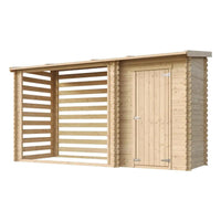 Casetta da Giardino in Legno - A199x344x130 cm - 2,54 m2+1,1 m2 - TIMBELA M205