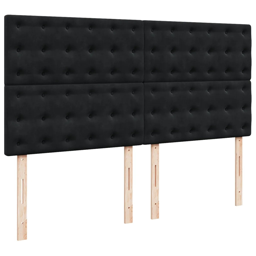 Giroletto a Molle con Materasso Nero 200x200 cm in Velluto 3293316