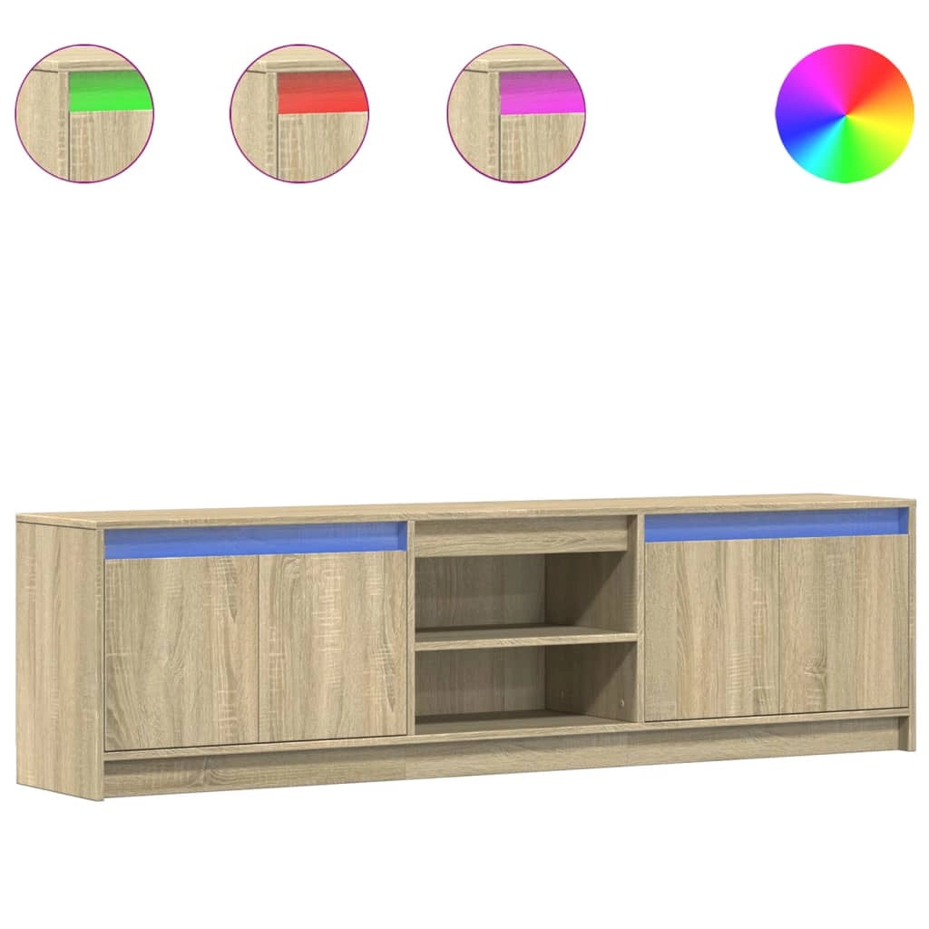 Mobile TV multimediale scaffale TV credenza TV sala da pranzo soggiorno camera da letto con LED rovere Sonoma 180 x 34 x 50 cm derivati ​​del legno marrone 02_0026490