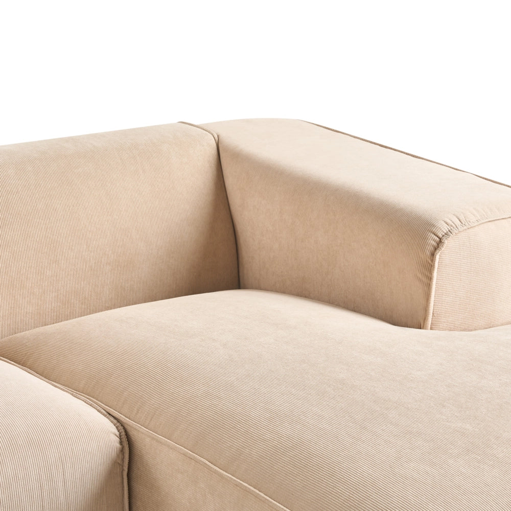 Divano Angolare Beige Velluto A Coste 3 Posti Cuscini Extra Dispersi versione sinistra stile Moderno