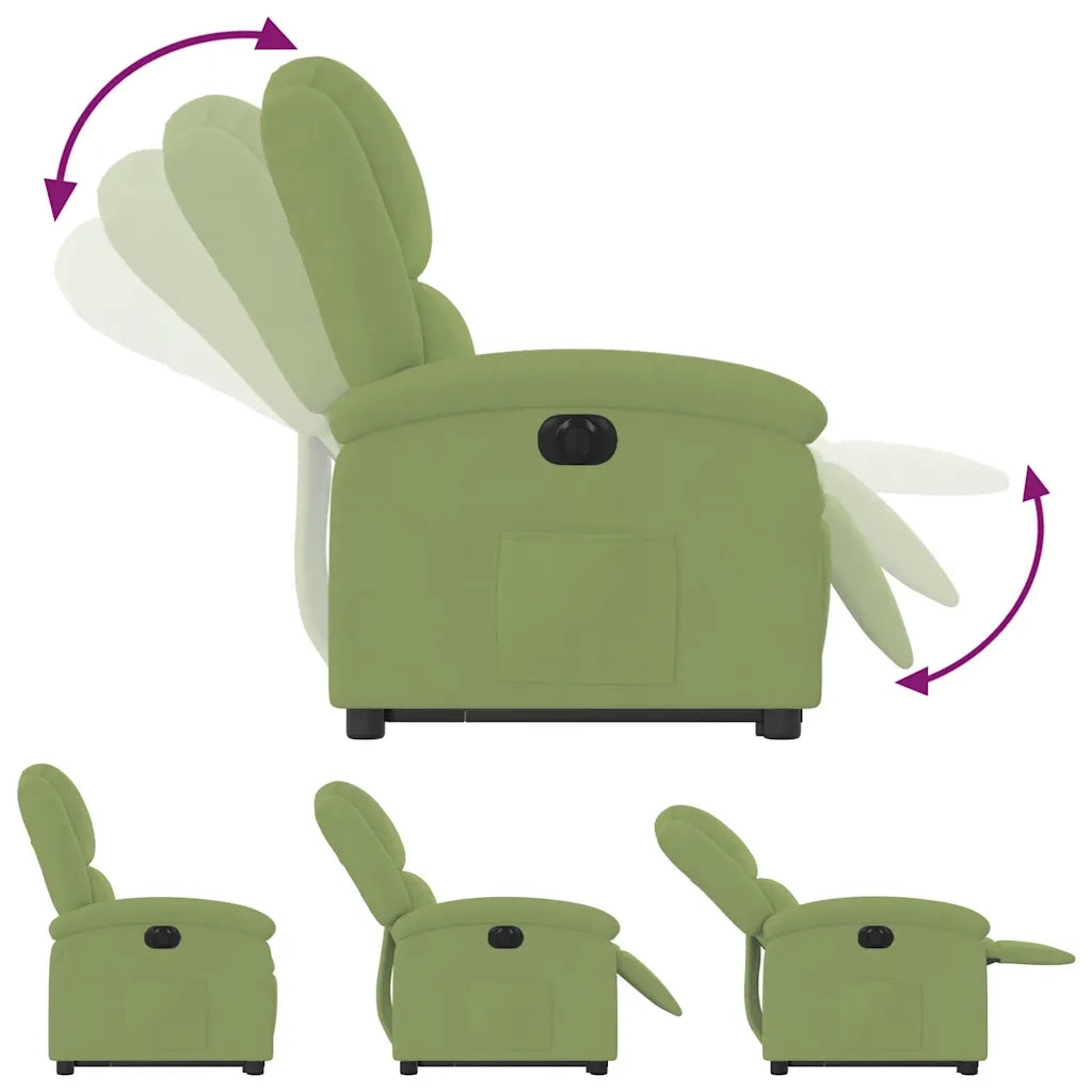 Poltrona Alzapersona Reclinabile Elettrica Verde Chiaro Velluto 3204325