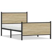 Letto singolo | Letto per adulti | Giroletto senza Materaso in Metallo Rovere Sonoma 107x203 cm
