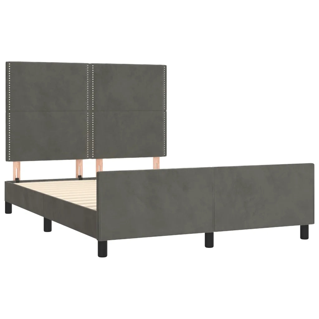 Giroletto senza Materasso Grigio Scuro 140x190 cm Velluto