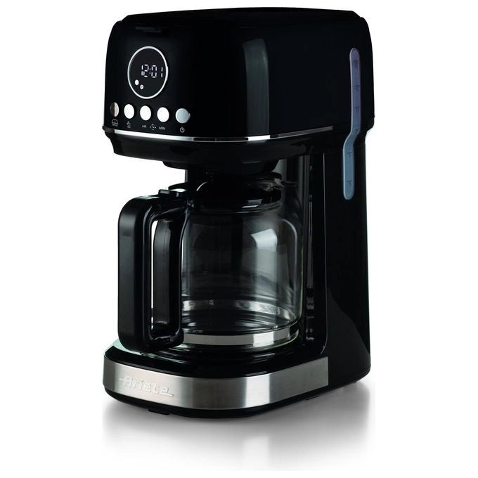 Ariete 1396 Macchina da caffè con filtro Moderna, Caffè americano, Capacità fino a 15 tazze, Base riscaldante, Display LCD, Filtri estraibili e lavabili, Nero