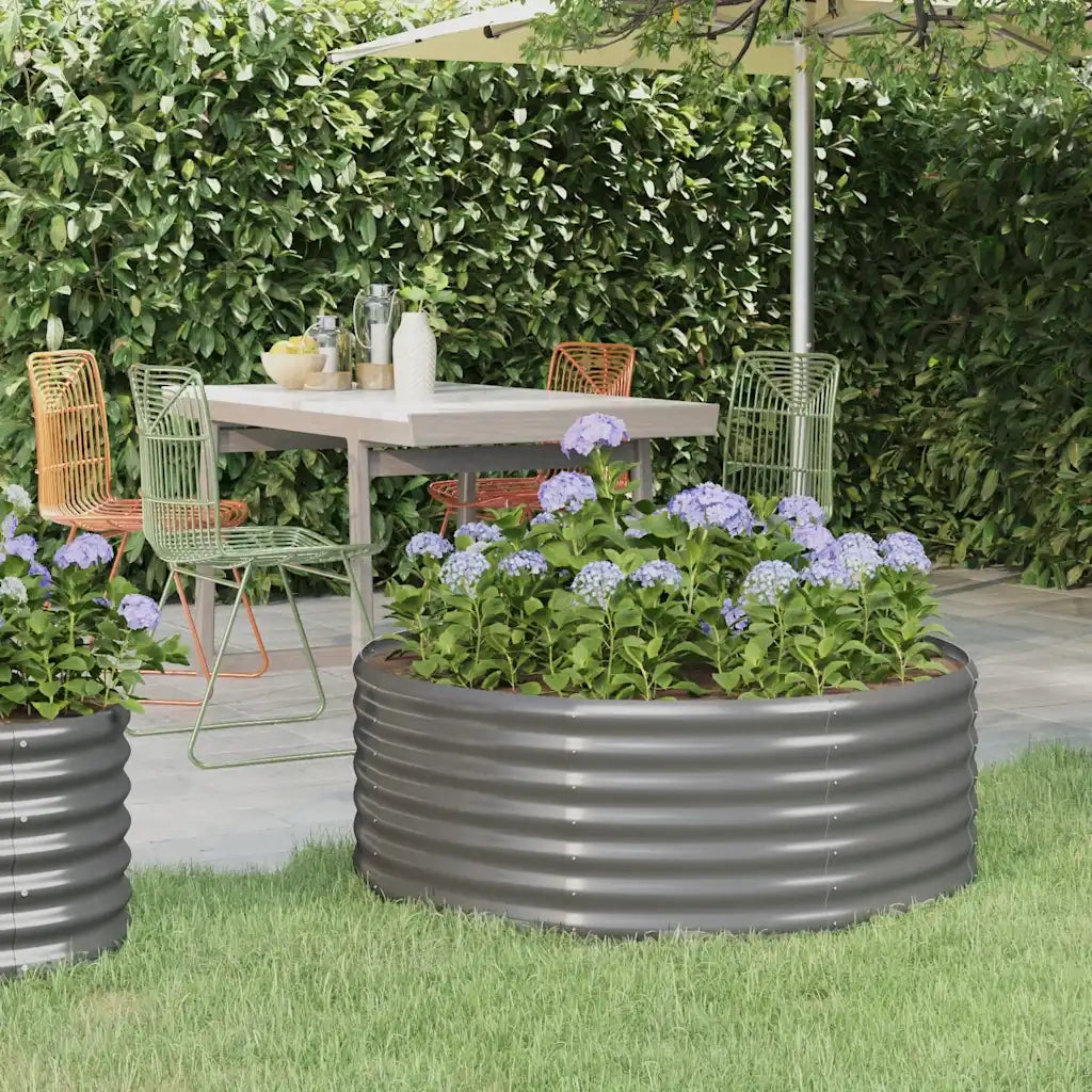 Letto Giardino Acciaio Verniciato a Polvere 100x100x36cm Grigio