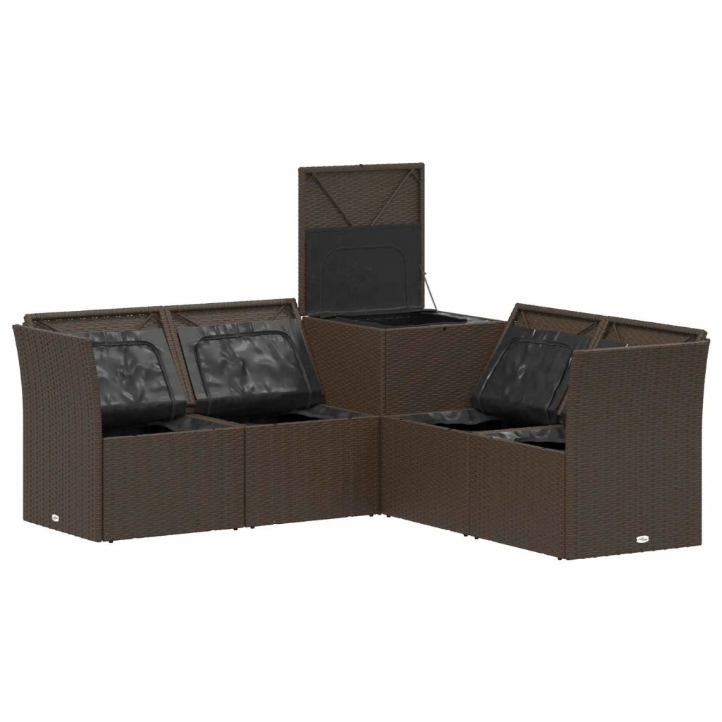 Set di divani 5 pz Marrone e Rosso Rattan sintetico e Acciaio 3447837