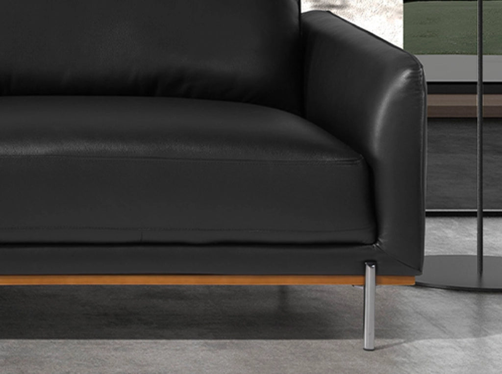 Divano chaise longue sinistro in pelle nera