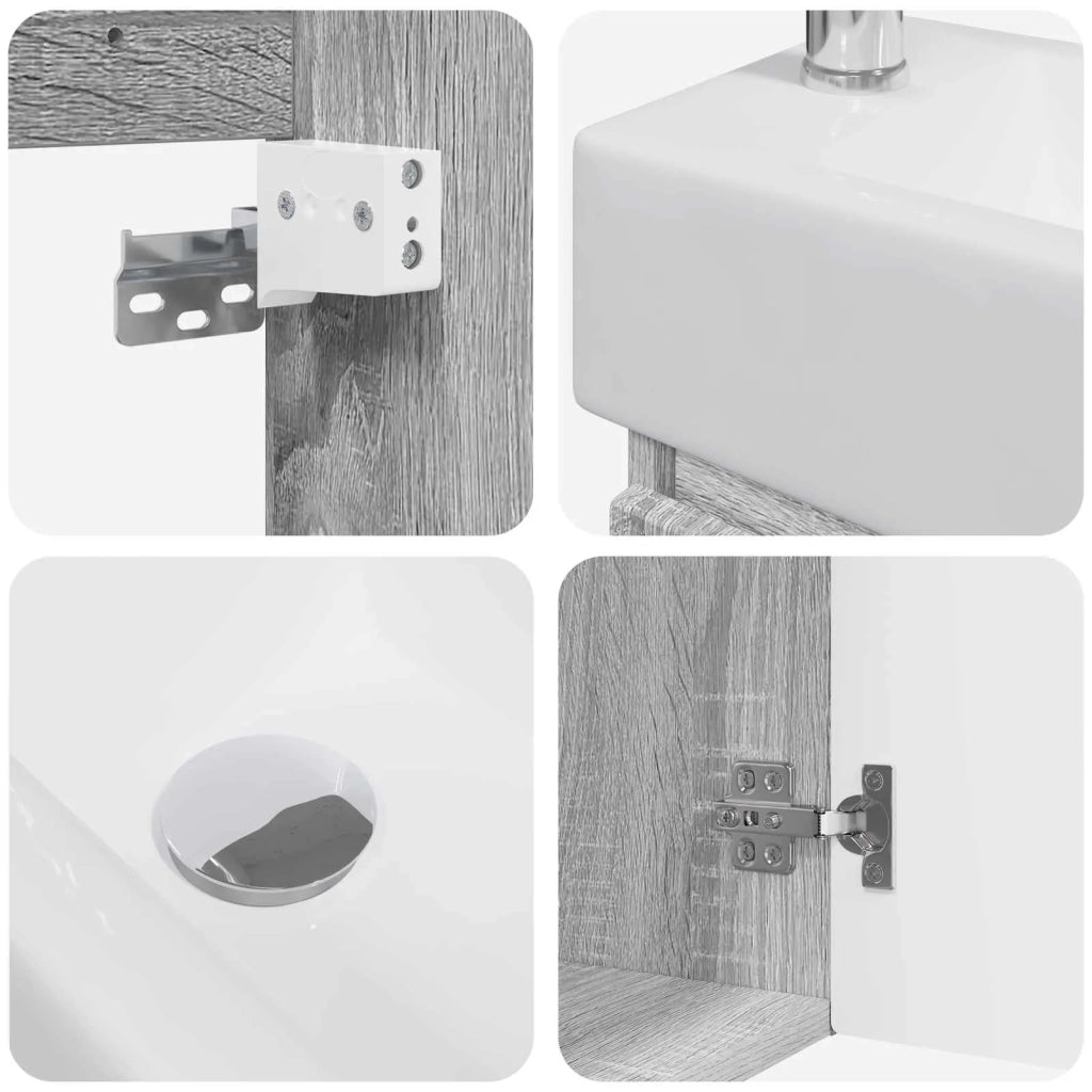 Mobile bagno con rubinetto Sonoma grigio 45,5 x 25,5 x 84 cm 889487