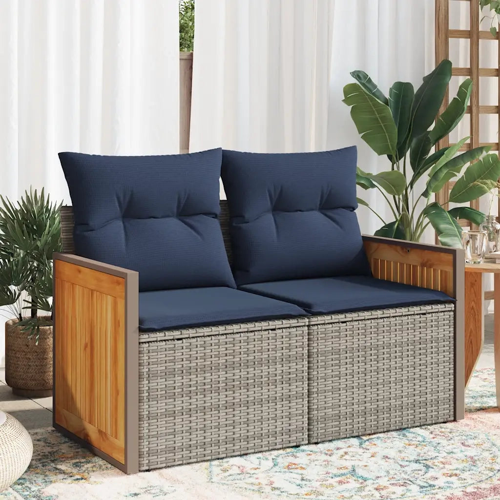 Divano da giardino con cuscini a 2 Posti-Sofa da Giardino-Divano da esterno grigio in polyrattan 868918