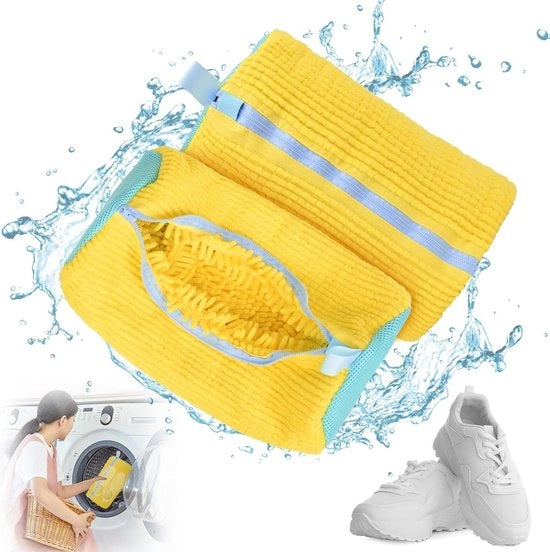 Sac da pulizia per scarpe riutilizzabile - Borsa da portare con cerniera per pulire sneakers, scarpe da tennis in canapa.