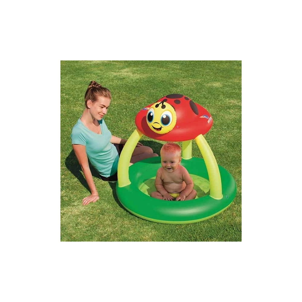 Trade Shop - Piscina Gonfiabile Coccinella Con Parasole 91 X 84 Cm 23 L Per Bambini -