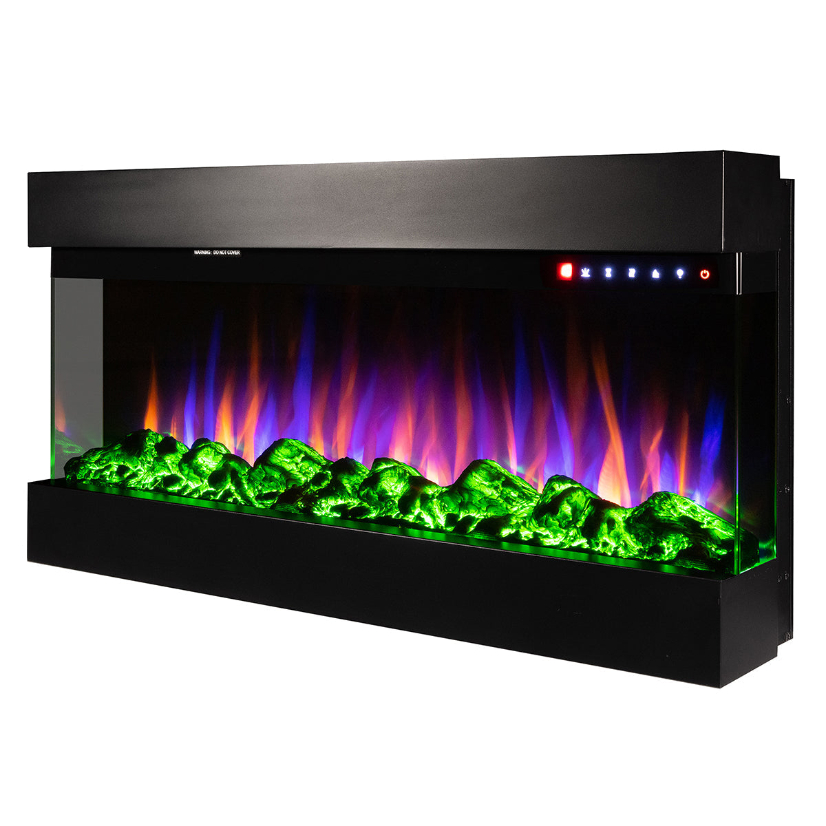 Camino Elettrico da Incasso 48,4x93x20 cm Effetto Fiamma 1500W Dalas Nero