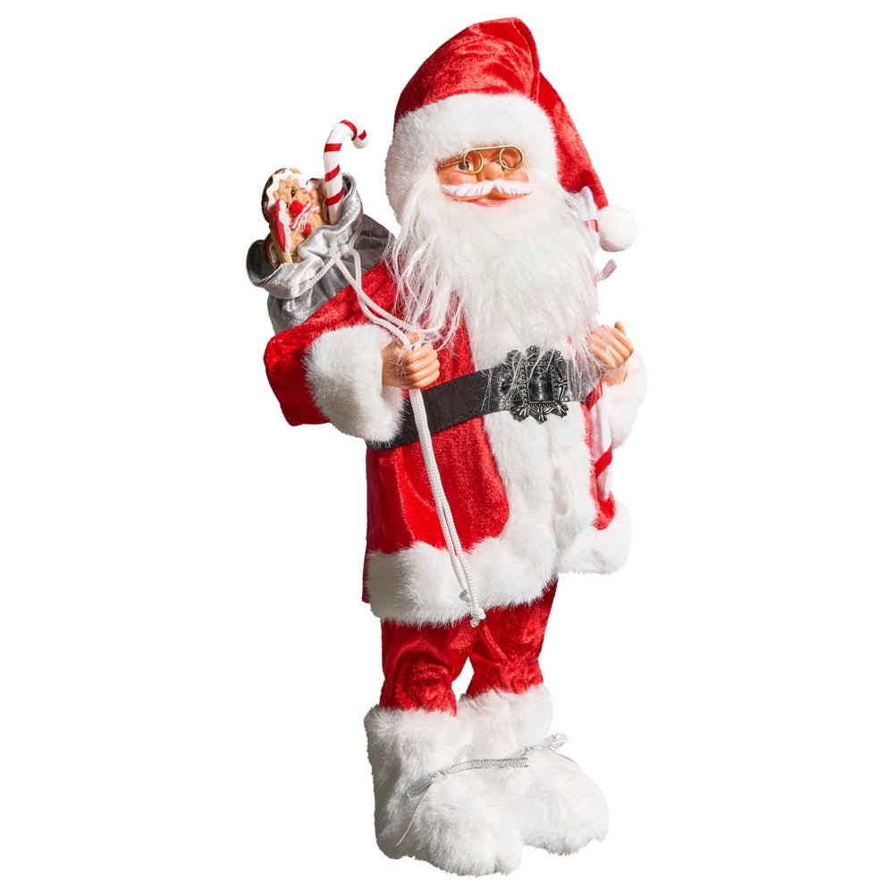 Figurina decorativa in tessuto rosso e materiale sintetico Babbo Natale Figura di Natale Ornamento di Natale