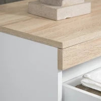 Cassettiera 5 Cassetti Minimal in Legno, 80x40x109 cm, Bianco e color Rovere
