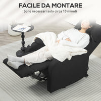 Poltrona Reclinabile Manualmente a 60° con Poggiapiedi in Tessuto Nero