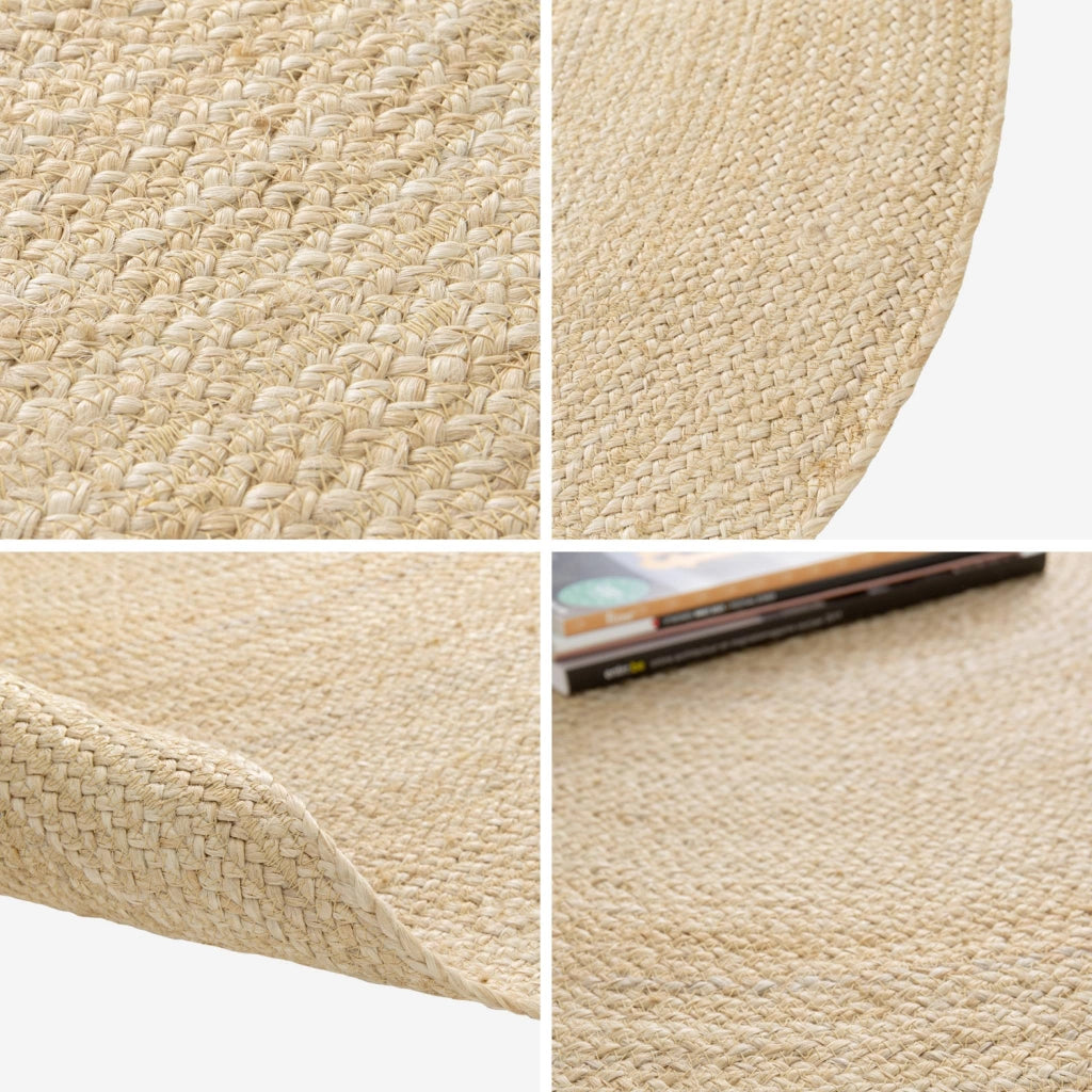 Tappeto rotondo in juta da interno 120 cm naturale | sweeek