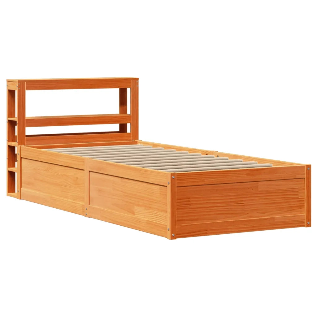 Giroletto con Testiera Marrone Cera 75x190 cm Massello Pino 3306368