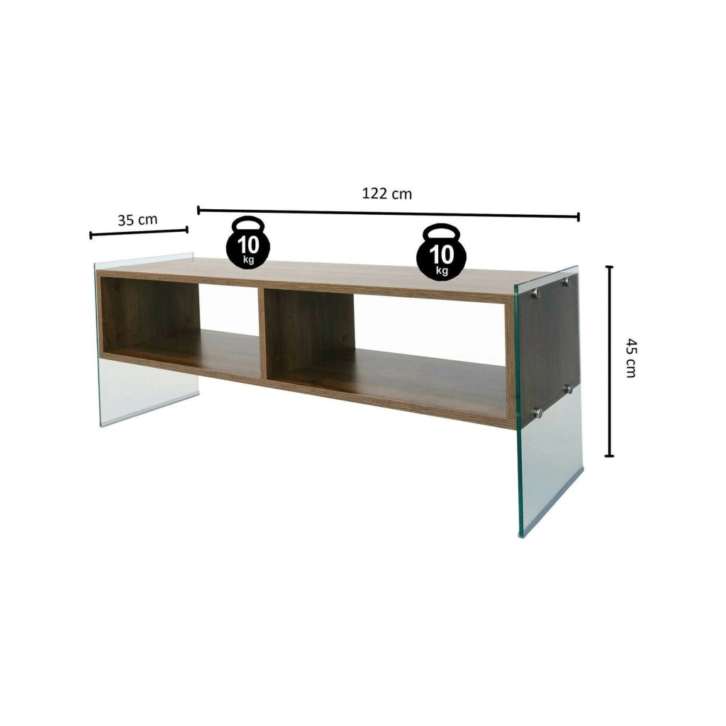 Mobile porta TV Winifred, Credenza da soggiorno, Armadio basso per TV, Base parete attrezzata, 120x35h45 cm, Noce