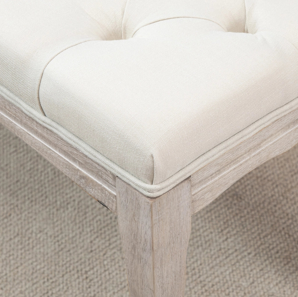 Panca imbottita beige stile francese 110x40x48 cm