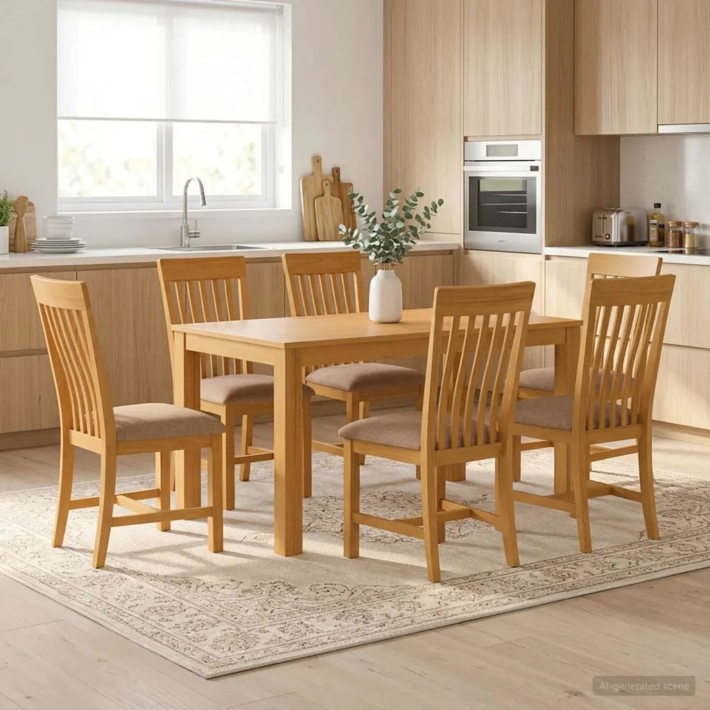 Set da pranzo 7 pz Grigio Legno di Quercia Massello 3430374