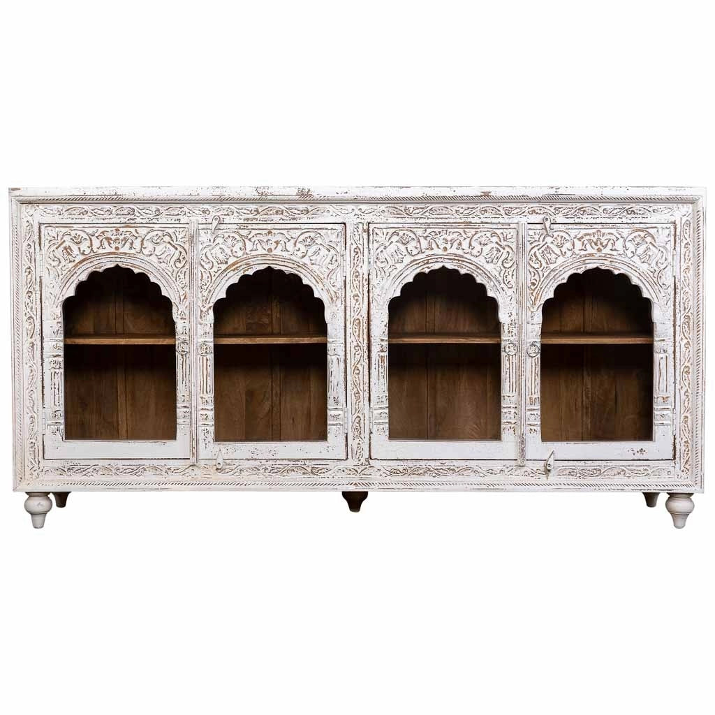 Credenza in legno bianco 204x43x101