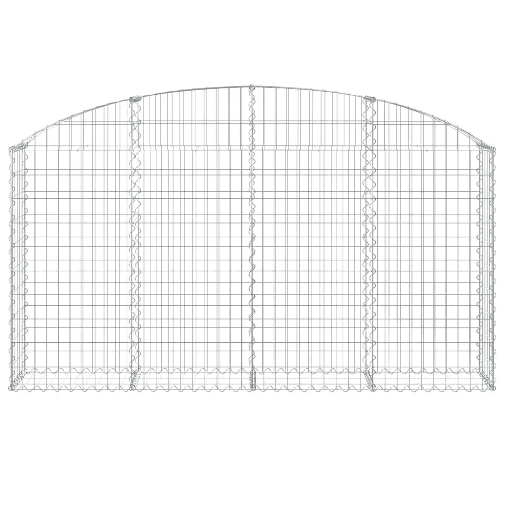 Cesto gabbione recinzione a gabbia muro di contenimento ad arco 200 x 30 x 100/120 cm ferro zincato argento 02_0039991