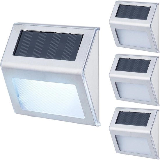 Set di 4 Lampade LED per esterno per giardino, recinzione, terrazza - Impermeabile e argentato