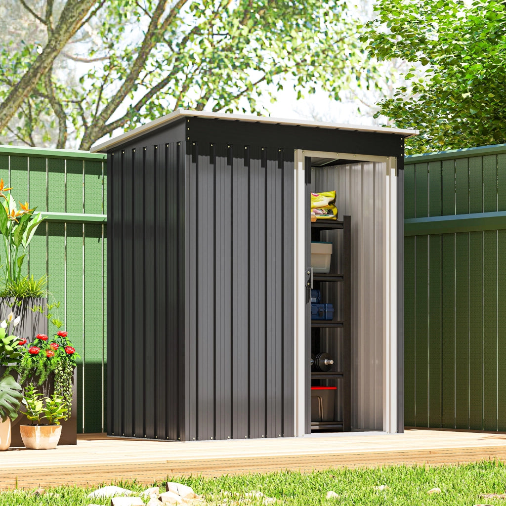 Casetta Attrezzi da Giardino 1.16 mq in Acciaio Zincato 163x89x182 cm Nero
